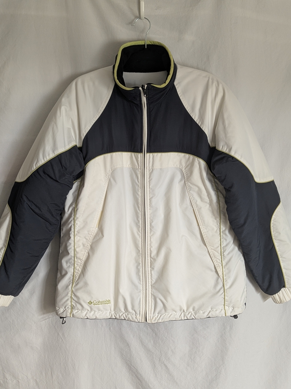 Columbia Women's White & Black Insulated Reversible Nylon Fleece Jacket Sz L